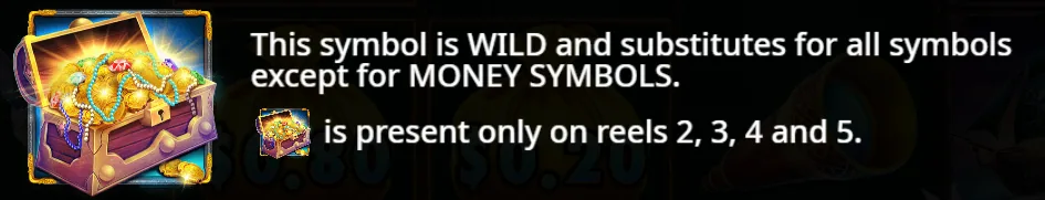 Pirate Gold Deluxe game rules stating the Treasure Chest is Wild on reels 2, 3, 4 and 5